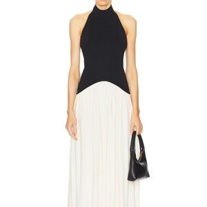 Solid and Striped Soglio Dress in Noir and Clay